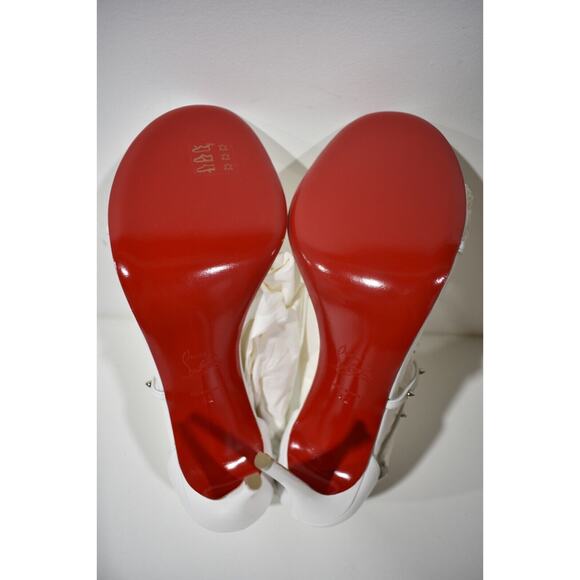 Christian Louboutin Riojana Spikes 100 White Ankle Strappy Sandal Heel Pump 42 - Picture 12 of 12